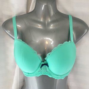 Victoria’s Secret Dream Angels Push Up Bra Size 32DD Aqua Blue Lace Underwire